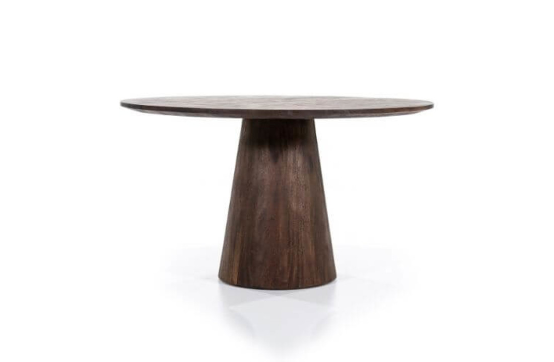 Eettafel Aron rond 130 - bruin