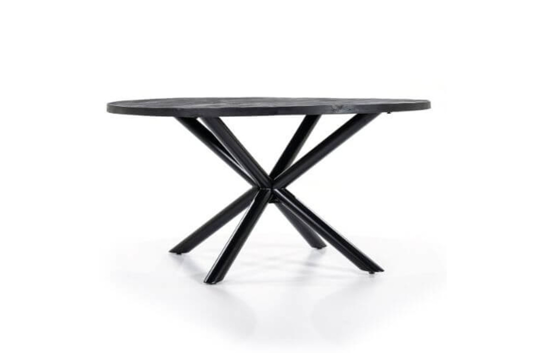 Eettafel rond met kruispoot 150x150 - zwart