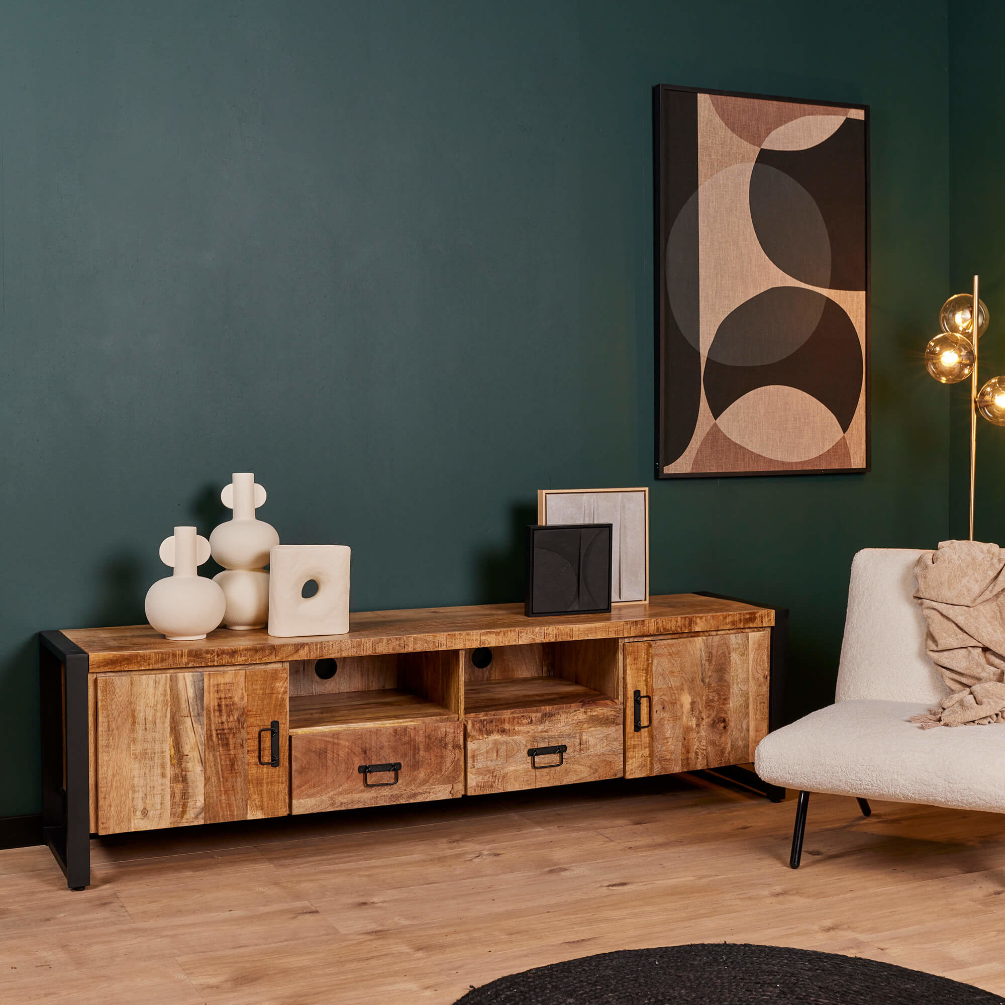 Orkaan kalkoen Voorbereiding Tv meubel Britt met lades en deuren | 200 cm - Max Wonen