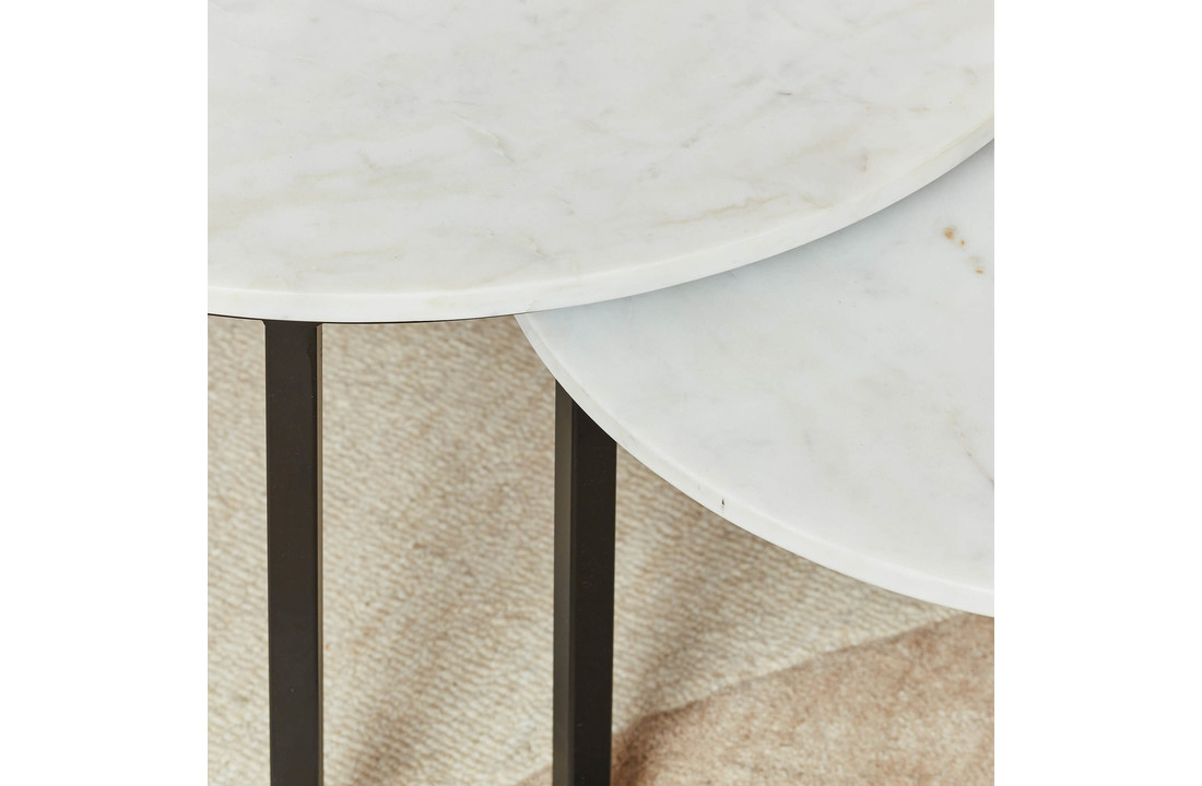 Wit marmeren salontafel set Nova | Set van twee