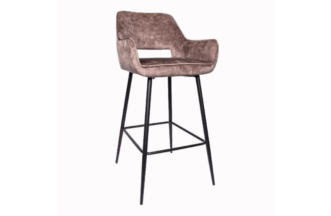 Velvet barkruk Fallon | bruin
