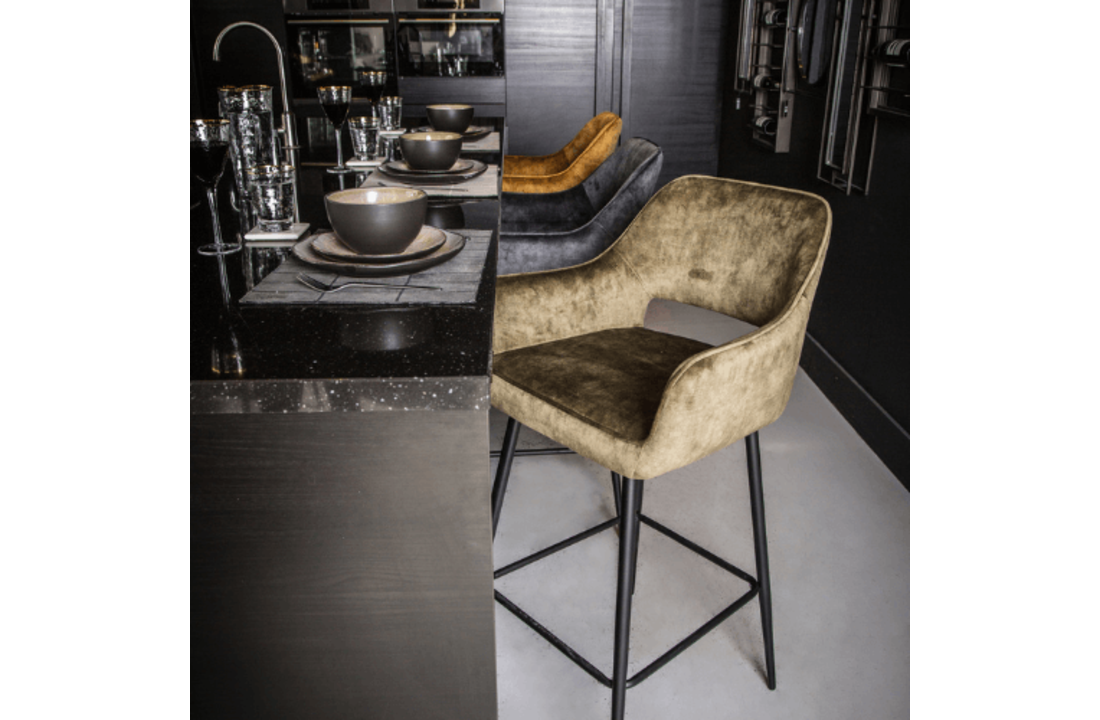 Velvet barkruk Fallon | bruin
