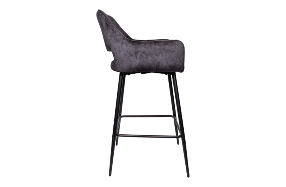 Velvet barkruk Fallon | antraciet
