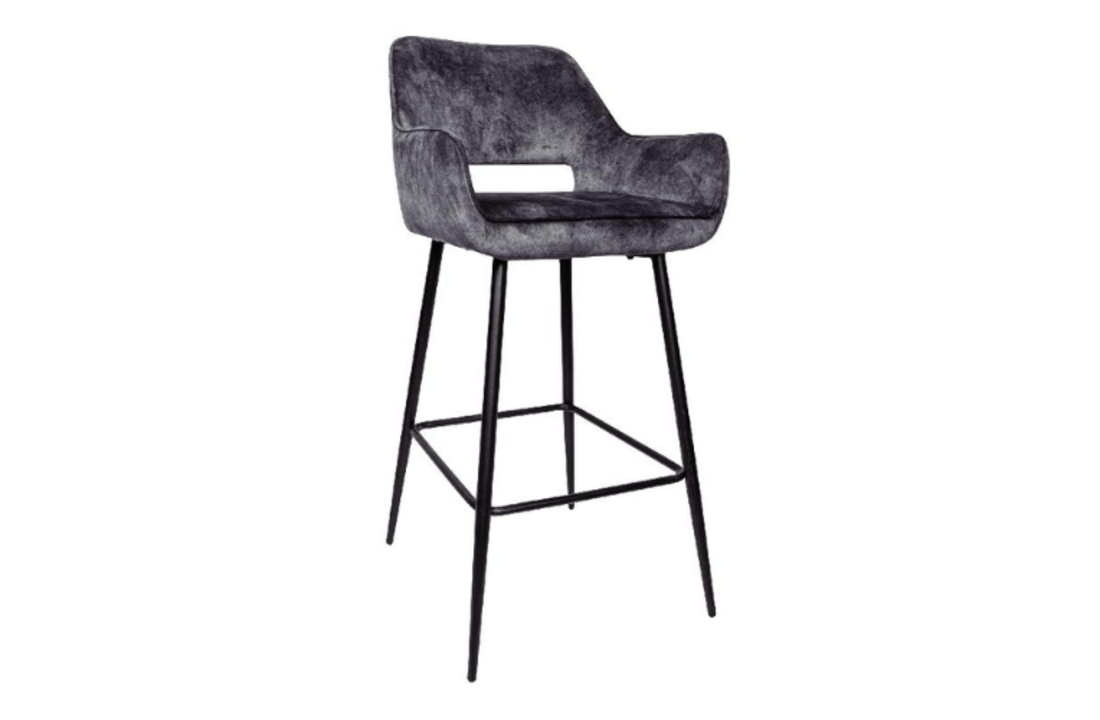 Velvet barkruk Fallon | antraciet