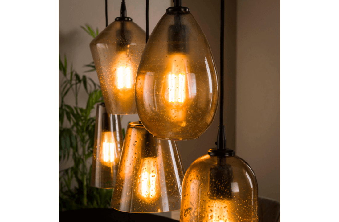 Hanglamp stone glass mix - Amberkleur |5L