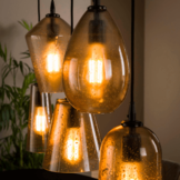 Hanglamp stone glass mix - Amberkleur |5L