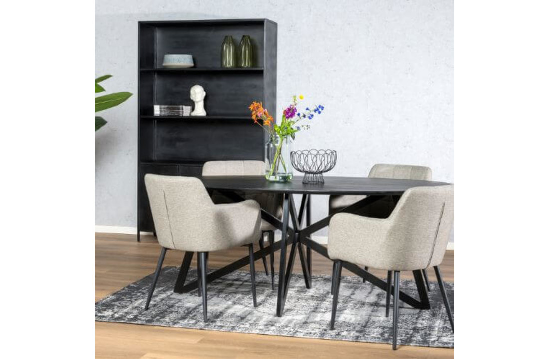 Ovale eettafel Oslo Black Acasia Web Leg 200cm