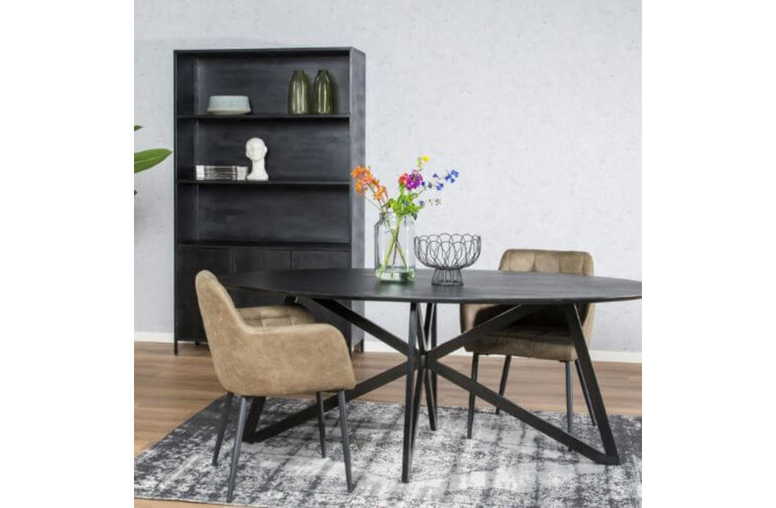 Ovale eettafel Oslo Black Acasia Web Leg 200cm
