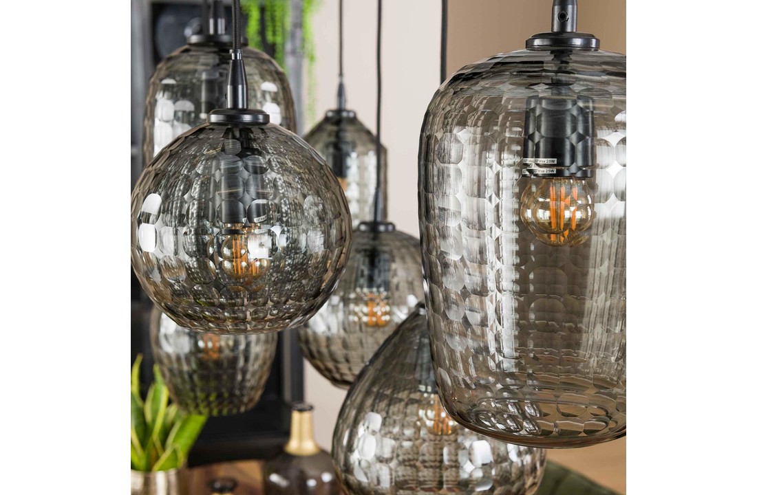 Hanglamp hexagon mix - Smoke grey glas |7L