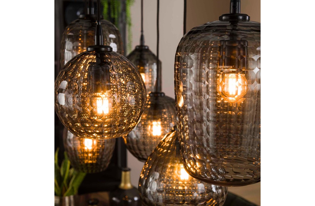Hanglamp hexagon mix - Smoke grey glas |7L