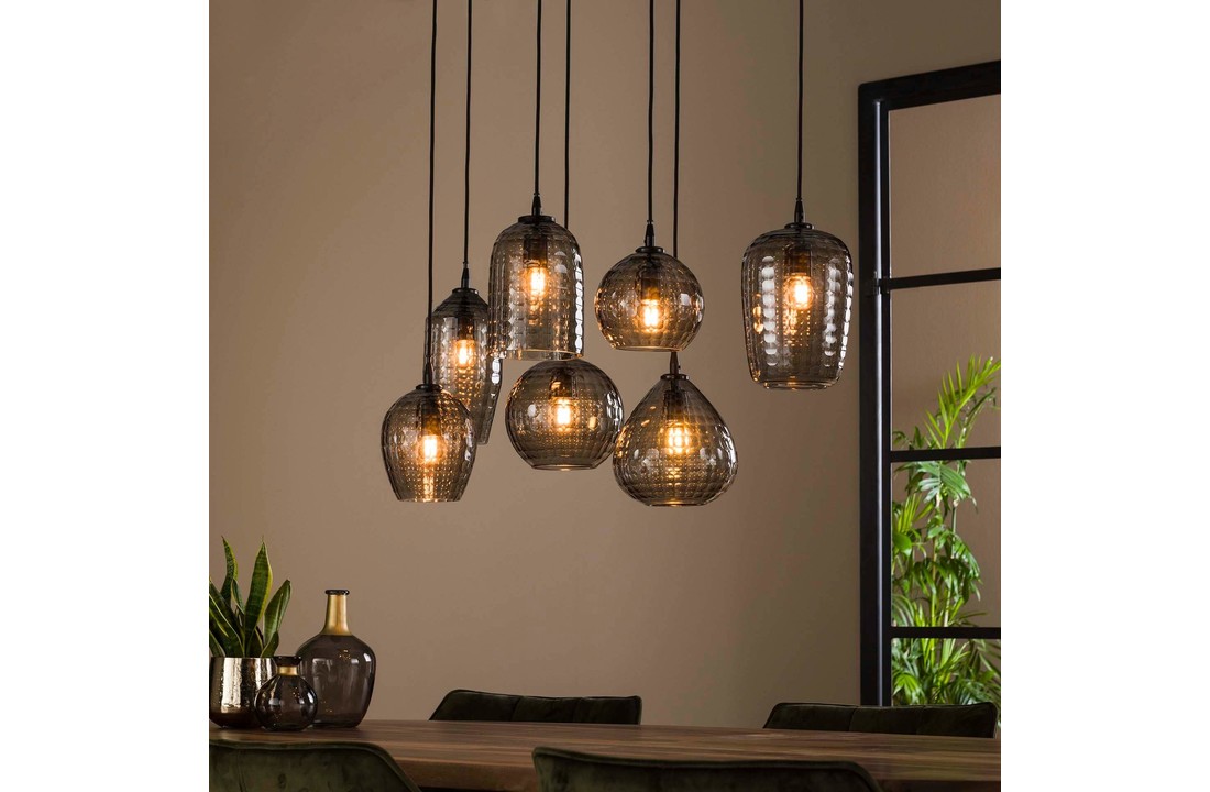 Hanglamp hexagon mix - Smoke grey glas |7L