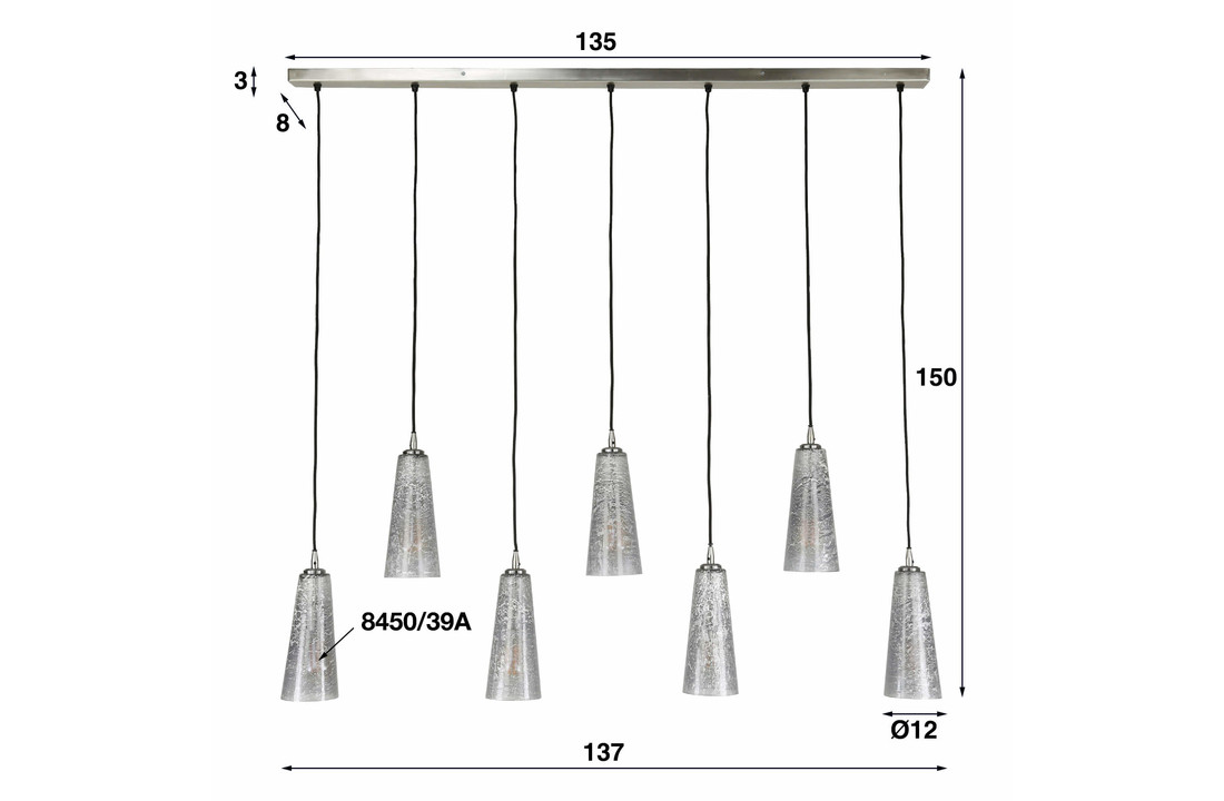 Hanglamp kegel stone - Stone glas | 7L