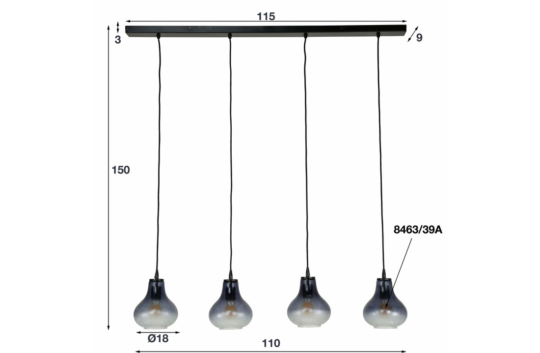 Hanglamp kegel glass - Grijs | 4L