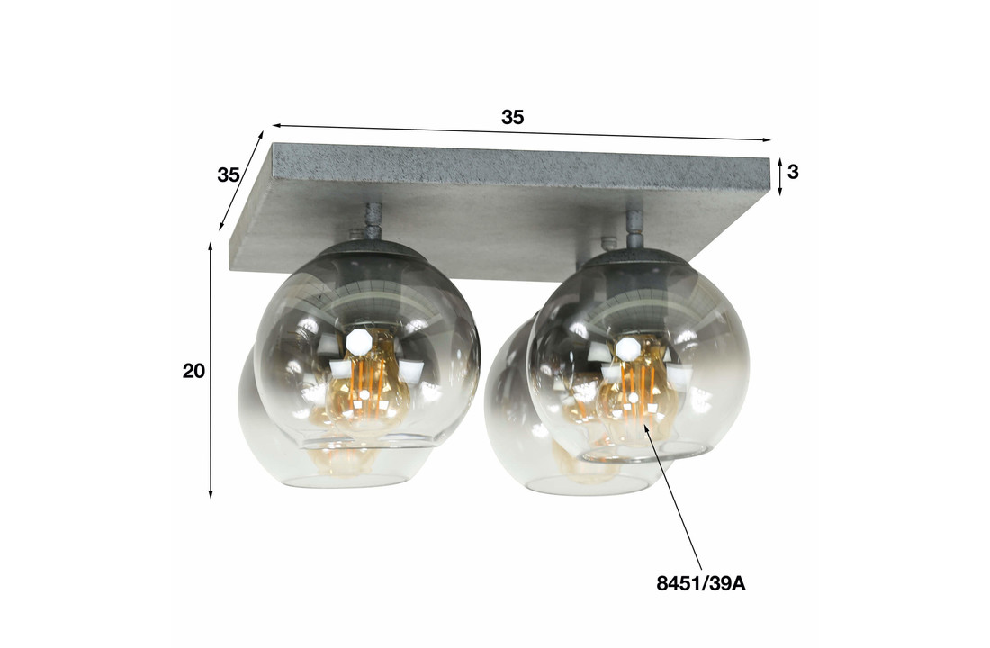 Plafondlamp shaded - Oud zilver | 4L