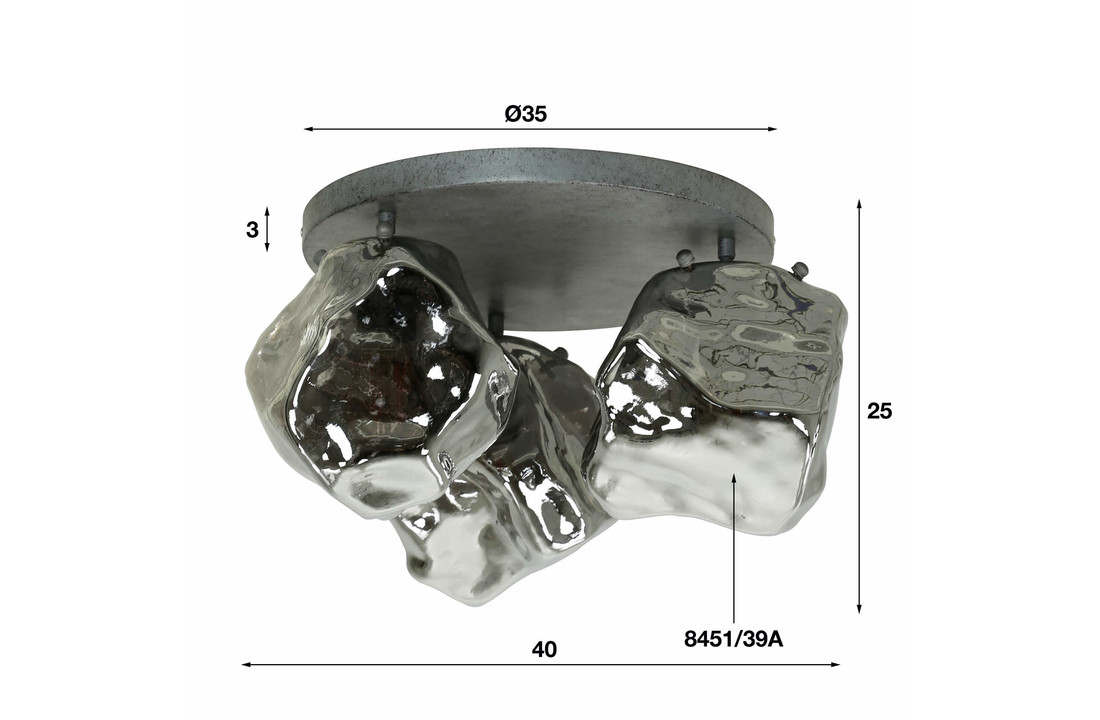 Plafondlamp rock - Chromed glas |3L