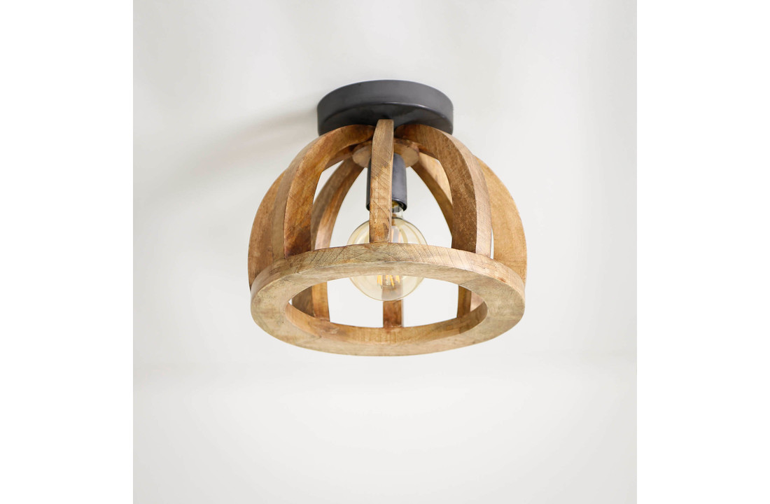 Plafondlamp gebogen mango houten spijl |1L