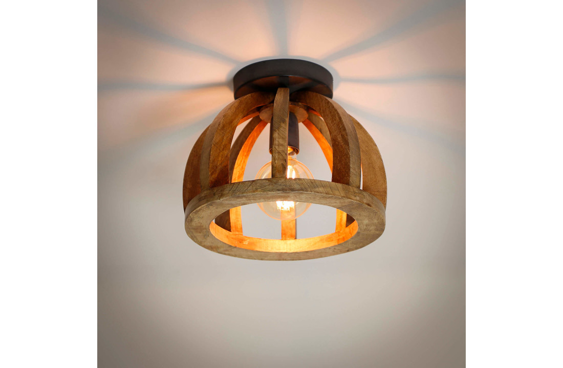 Plafondlamp gebogen mango houten spijl |1L