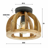 Plafondlamp gebogen mango houten spijl |1L