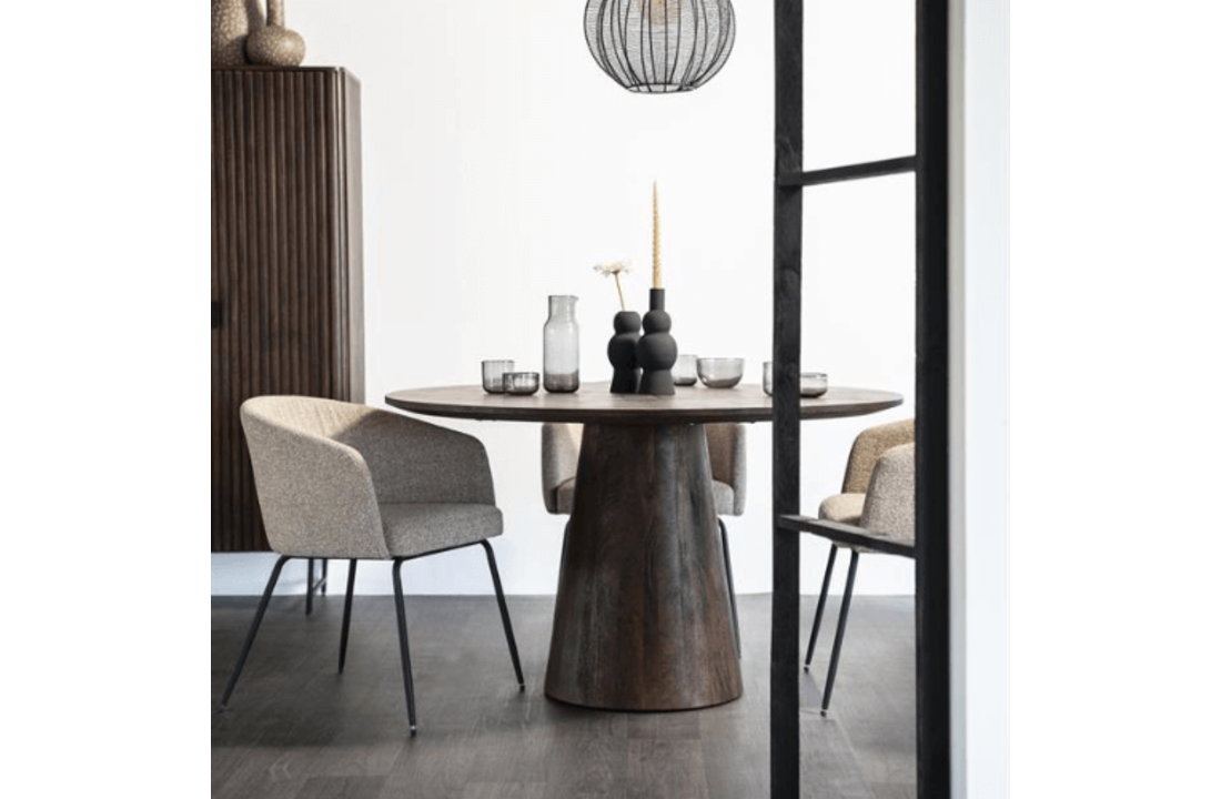 Eettafel Aron rond 130 - bruin