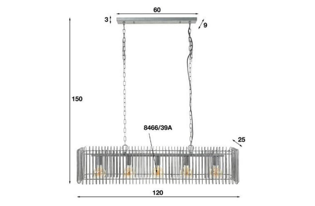 Hanglamp trax | Oud zilver | 120cm