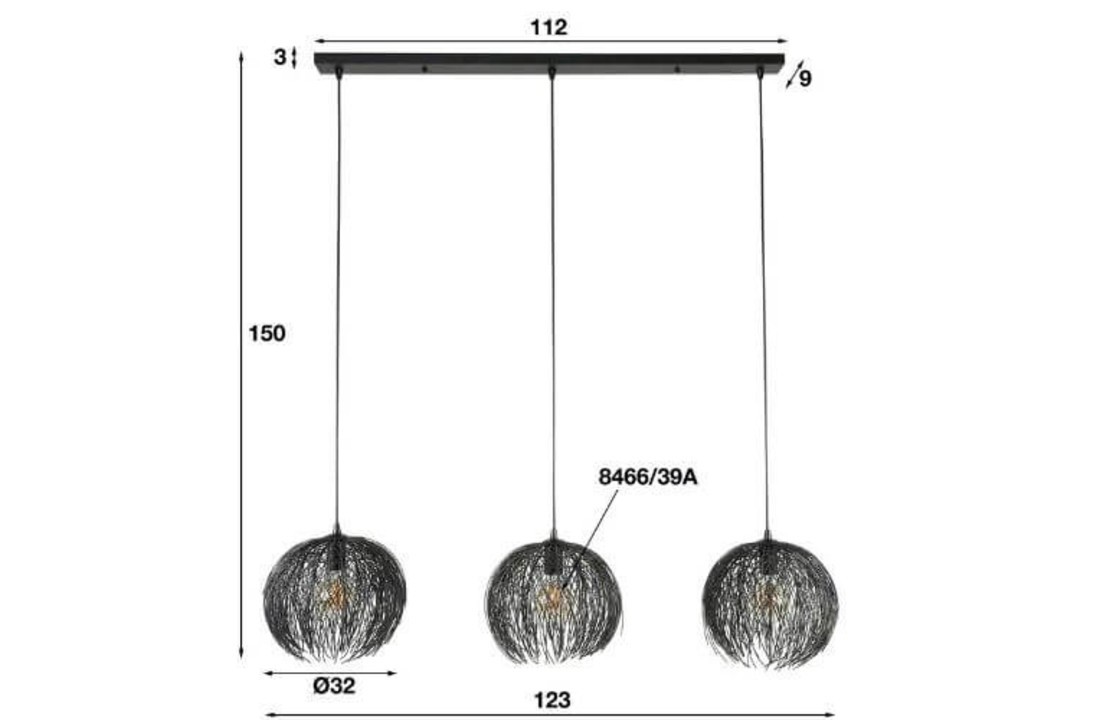 Hanglamp beach | Zwart bruin | 3L