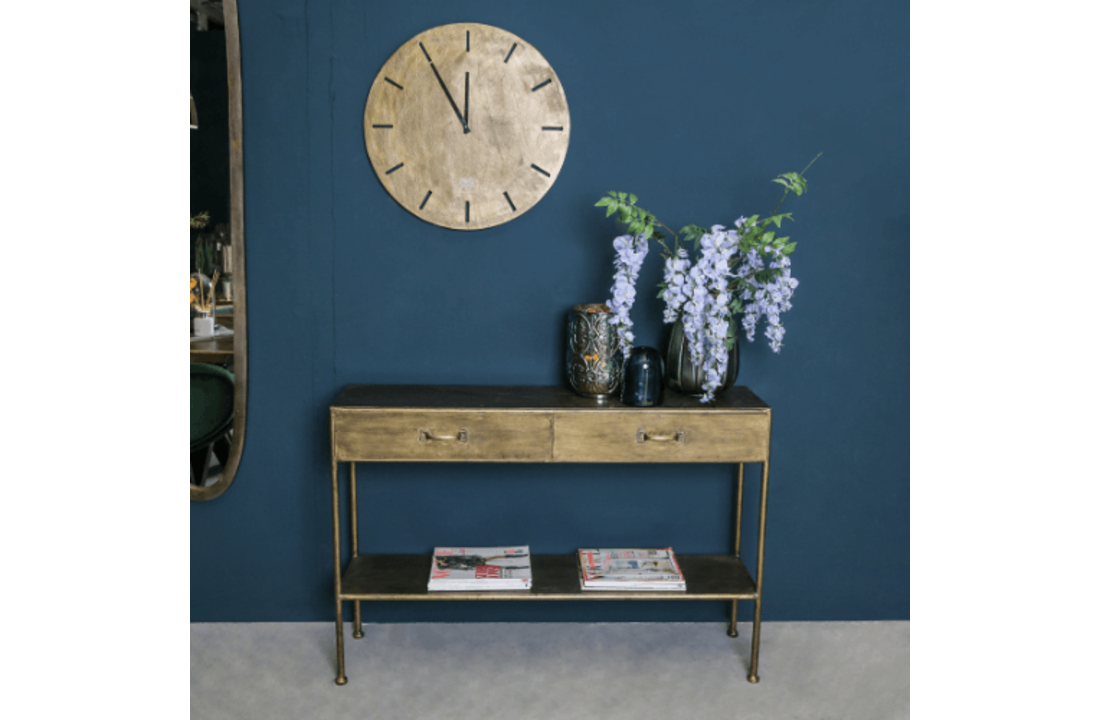 PTMD Metalen sidetable open | 2 lades | Goud