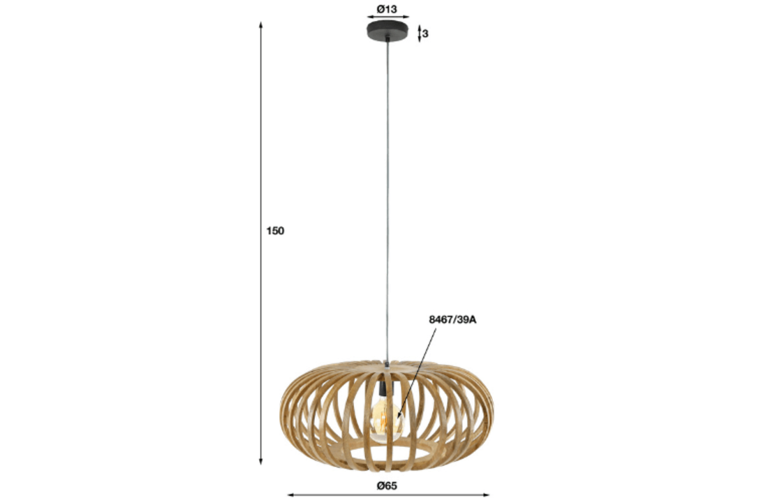 Mangohouten hanglamp | Stripes | Ø65 | 1L