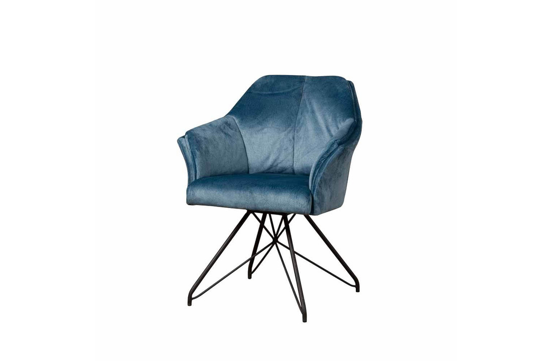Eetkamerstoel Fano met armleuning | Draaibaar| Lotus | Blauw