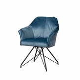 Eetkamerstoel Fano met armleuning | Draaibaar| Lotus | Blauw