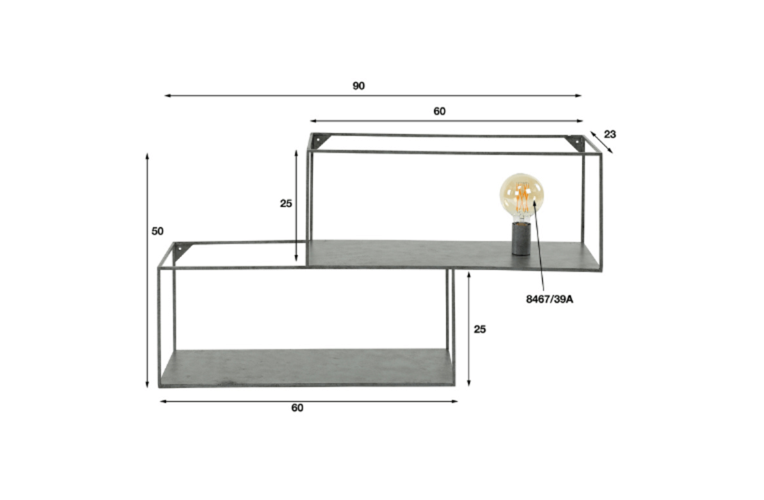 Wandlamp |Cubic L | Oud zilver | 1L