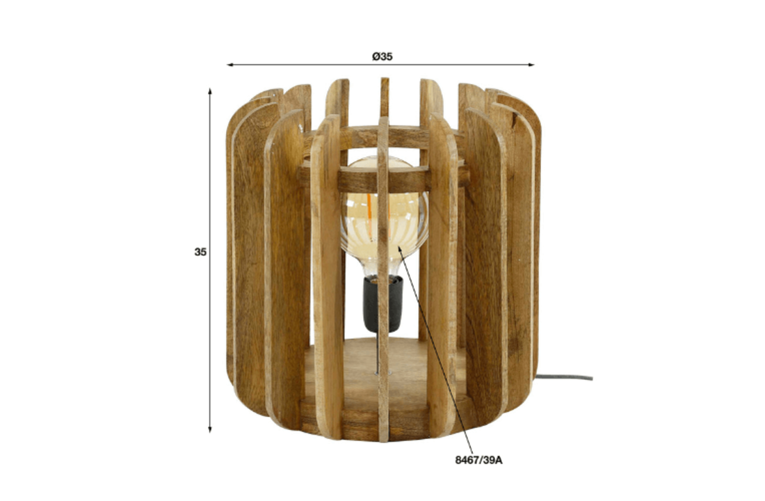 Mangohouten tafellamp | Stripes | 1L