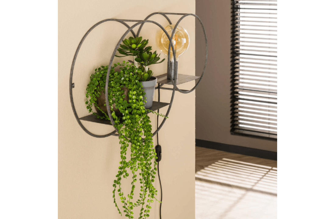 Wandlamp | Rond L | Oud zilver | 1L