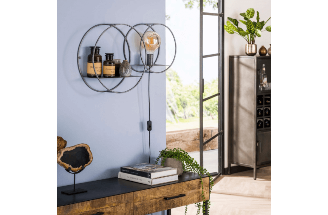 Wandlamp | Rond L | Oud zilver | 1L