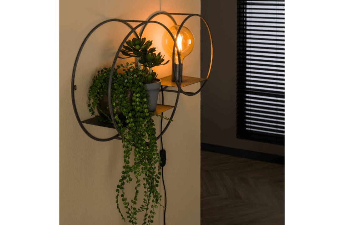 Wandlamp | Rond L | Oud zilver | 1L