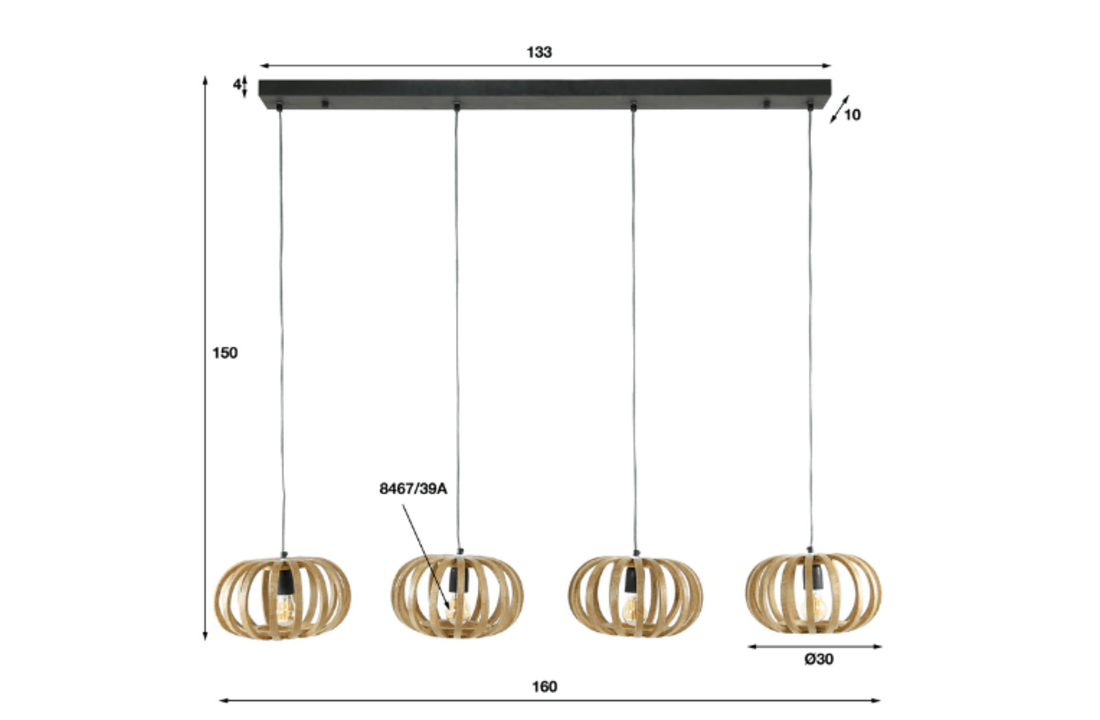 Mangohouten hanglamp | Stripes | 4L