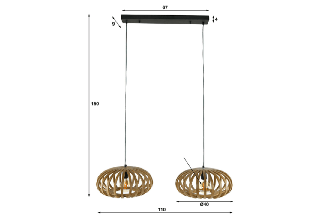 Mangohouten hanglamp | Stripes | 2L