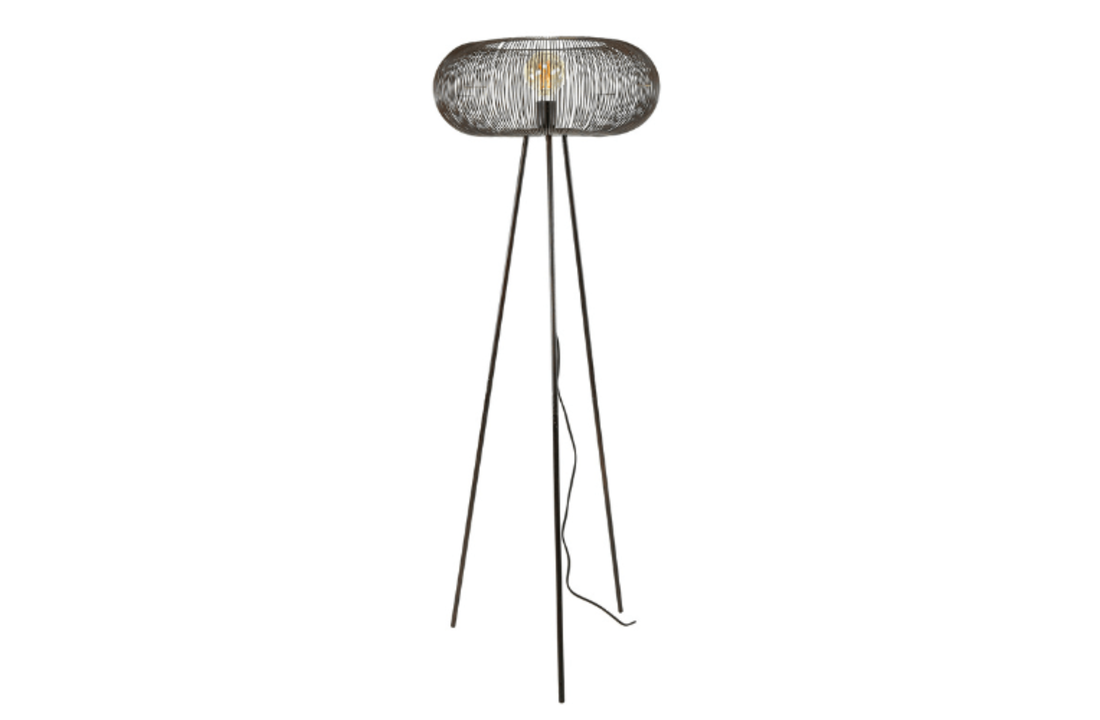 Vloerlamp Copper twist | Zwart nikkel