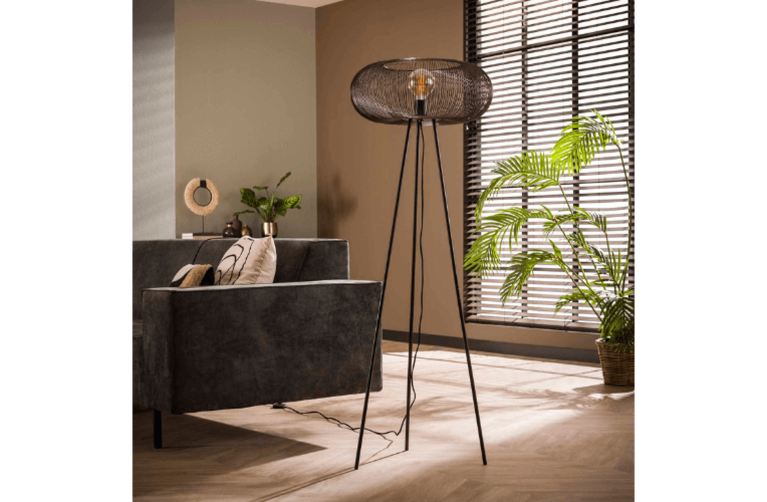 Vloerlamp Copper twist | Zwart nikkel