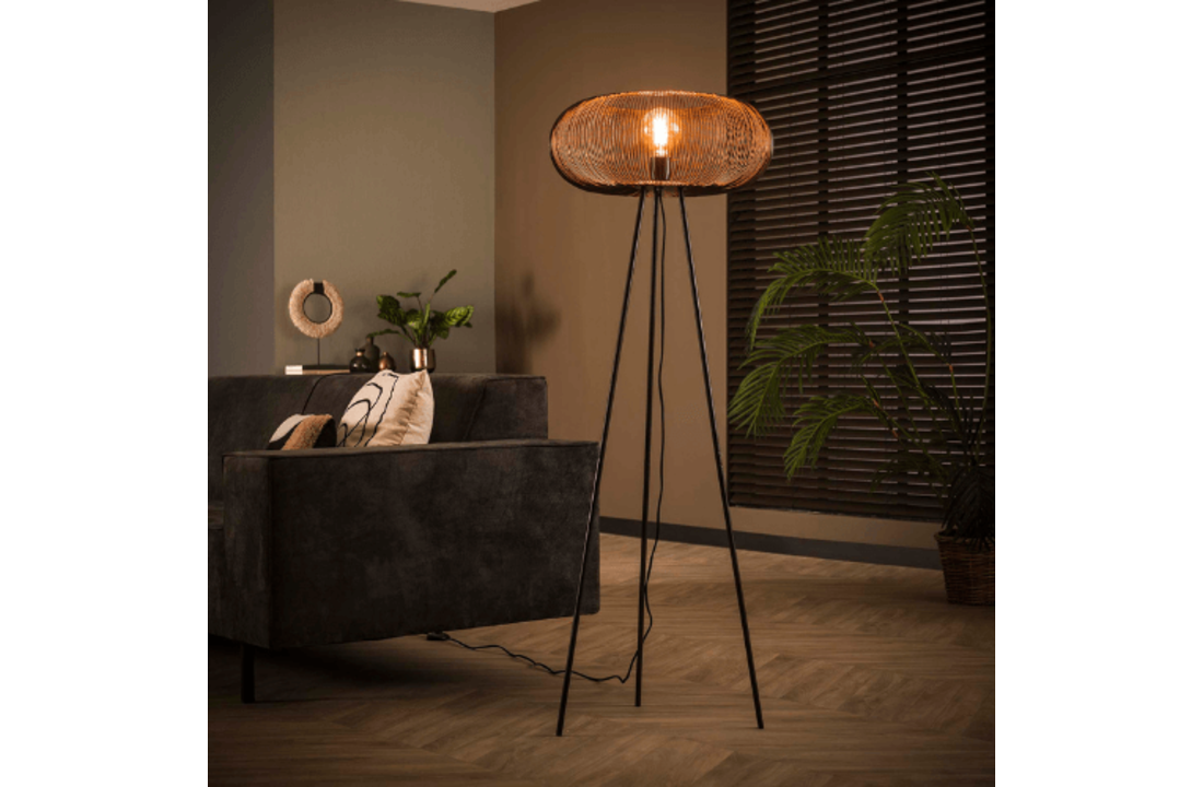 Vloerlamp Copper twist | Zwart nikkel