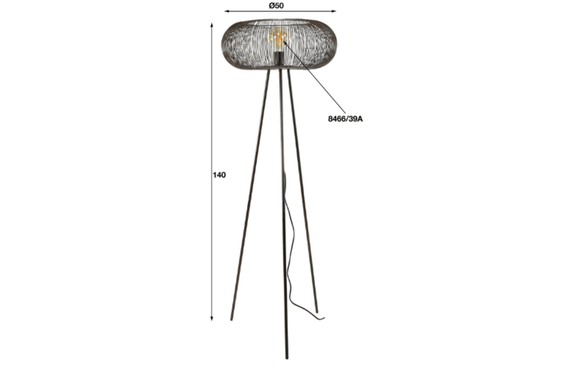 Vloerlamp Copper twist | Zwart nikkel