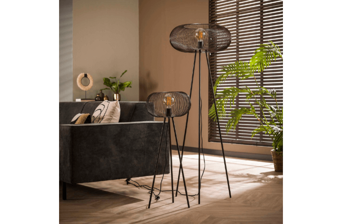 Vloerlamp Copper twist | Zwart nikkel