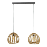 Mangohouten hanglamp | gebogen houten spijlen | 2L