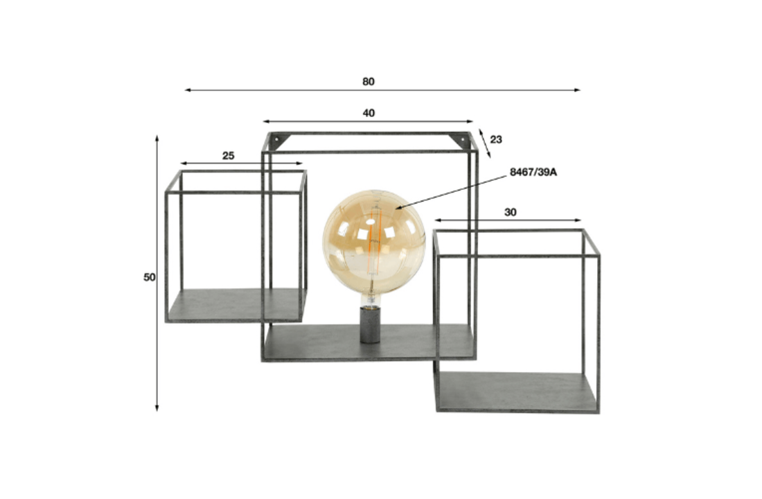 Wandlamp |Cubic XL | Oud zilver | 1L