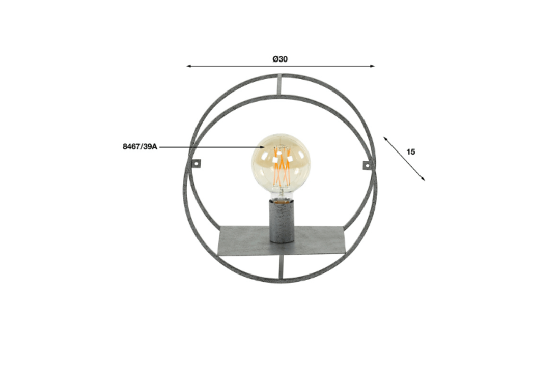 Wandlamp | Rond S | Oud zilver| 1L