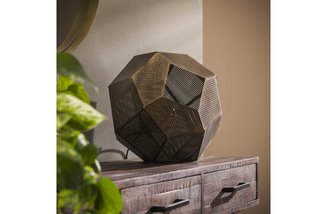 Tafellamp hexagon| Antiek koper finish
