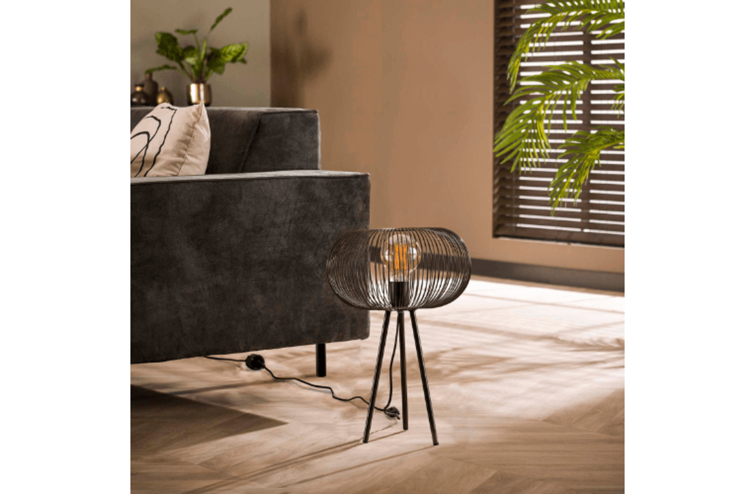 Tafellamp Copper twist | Zwart nikkel