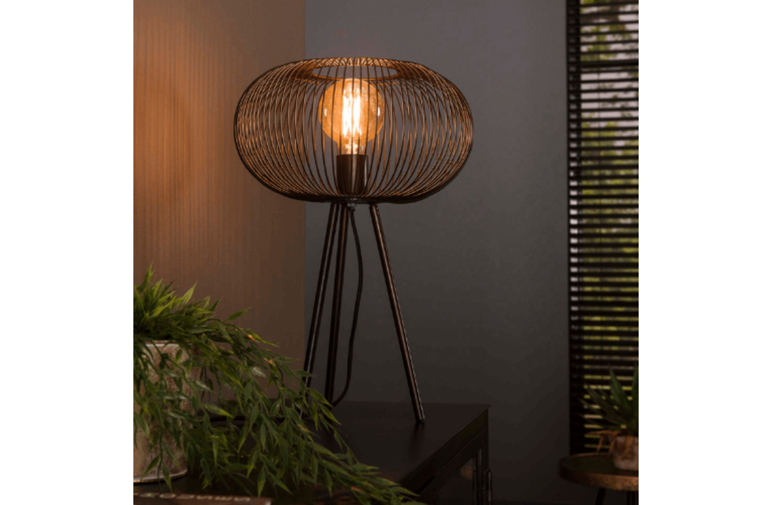 Tafellamp Copper twist | Zwart nikkel