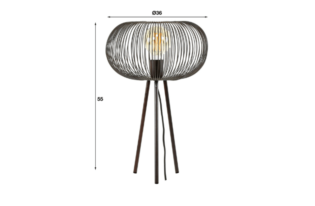 Tafellamp Copper twist | Zwart nikkel