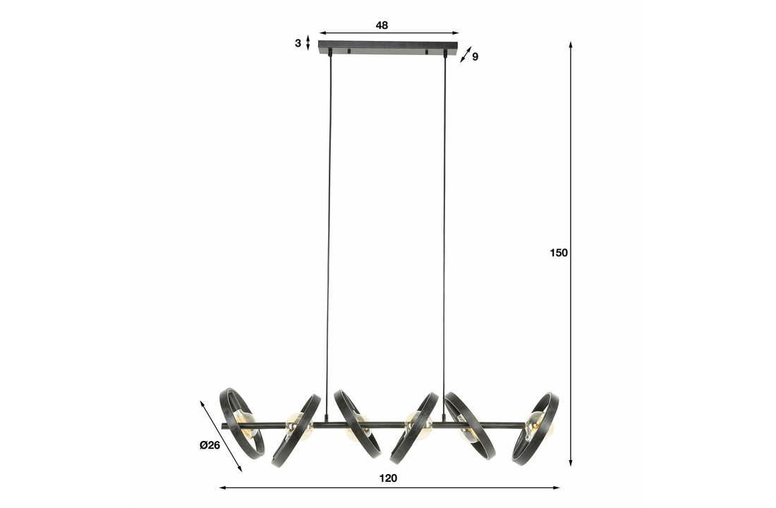 Hanglamp Hover | 6L | Charcoal