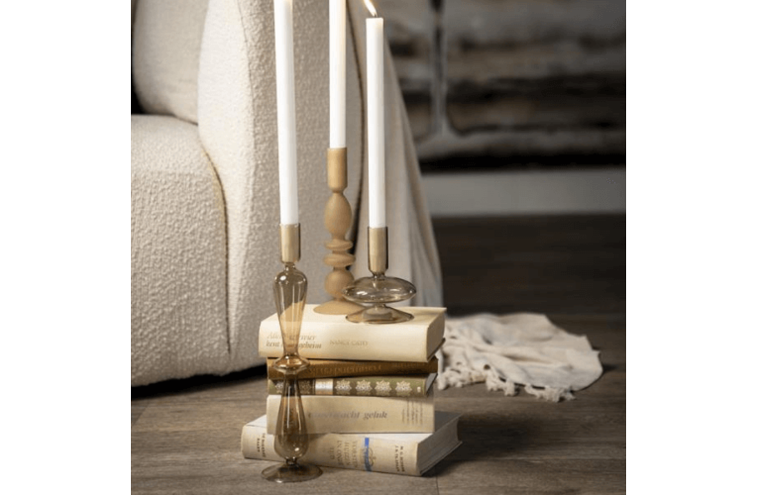 Aurora kandelaars | Set van drie - beige